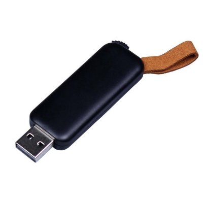 USB 2.0- флешка промо на 4 Гб прямоугольной формы, выдвижной механизм, черный