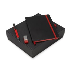 Подарочный набор Q-edge с флешкой, ручкой-подставкой и блокнотом А5, красный Подарочный набор Q-edge с флешкой, ручкой-подставкой и блокнотом А5, красный