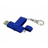 USB 2.0- флешка на 32 Гб с поворотным механизмом и дополнительным разъемом Micro USB, синий