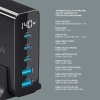 Зарядная станция 3xUSB Type-C, 2xUSB, PD, QC, 140Вт, черный, Deppa