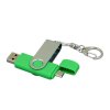 USB 2.0- флешка на 32 Гб с поворотным механизмом и дополнительным разъемом Micro USB, зеленый/серебристый