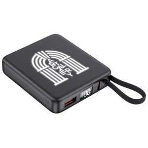 Внешний аккумулятор с подсветкой лого Nex, 5000 мАч, черный Внешний аккумулятор с подсветкой лого Nex, 5000 мАч, черный