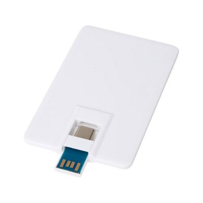 USB 3.0- флешка на 64 Гб Duo Slim с разъемом Type-C, белый