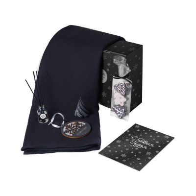 Подарочный набор с пледом, свечой и диффузором, черный