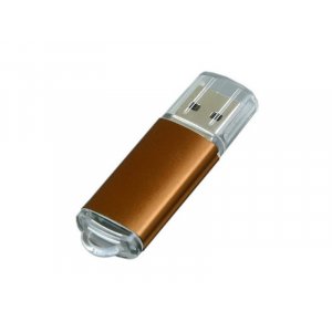 USB 2.0- флешка на 64 Гб с прозрачным колпачком, коричневый